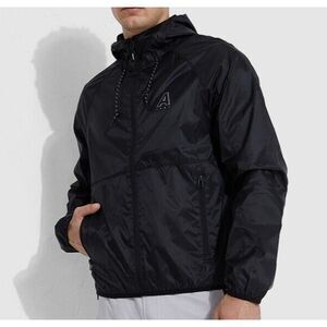 Aeropostale Men's Size Small‎ Hooded Windbreaker Jacket Black Full Zip